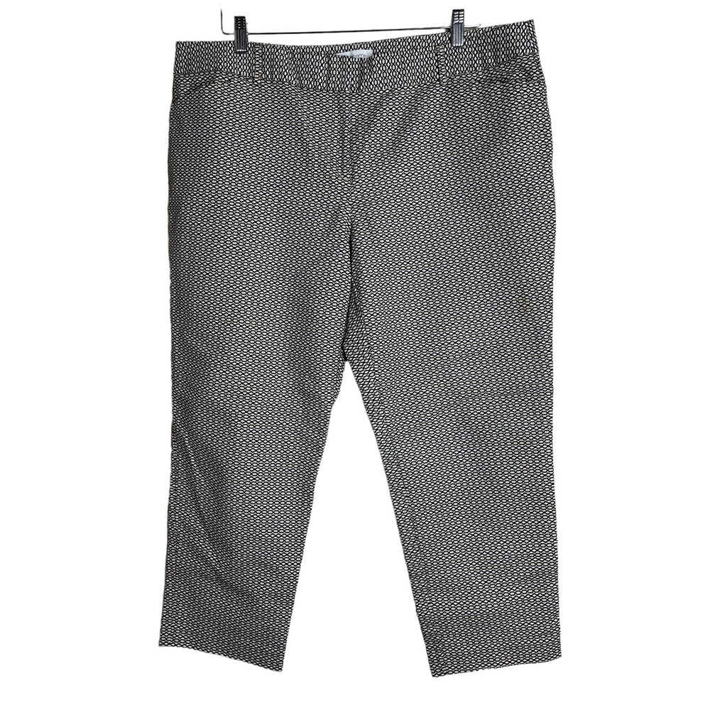 Liz Clairborne Emma Ankle Pants Women's Size 18 Geometric Biege Ivory Black